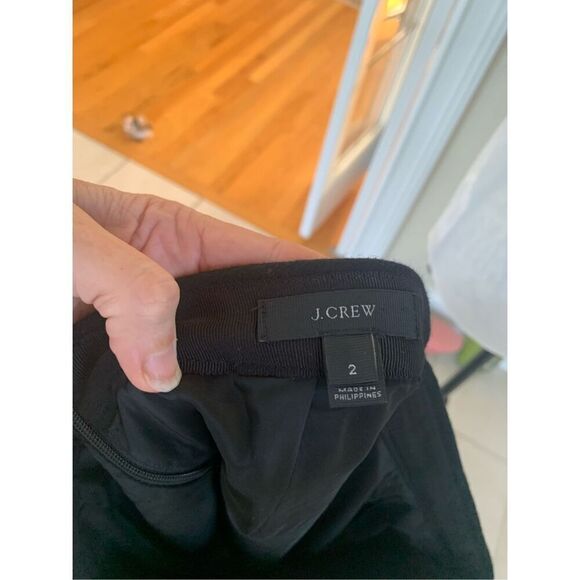 J. Crew Black Ivory Herringbone Zig Zag 100% Wool Mini Skirt - Picture 3 of 8